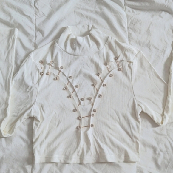 BNWT Safety Pin Top XS-M - White - Picture 4 of 5